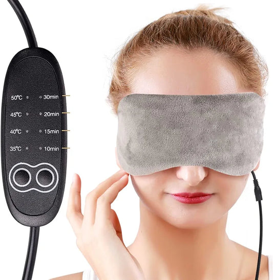 NEWGO USB Heated Eye Mask Steam Warm Eye Compress with Temperature/Timer Control Hot Eye Mask for Blepharitis, Sleeping, Dry Eyes, Tired Eyes, Stye