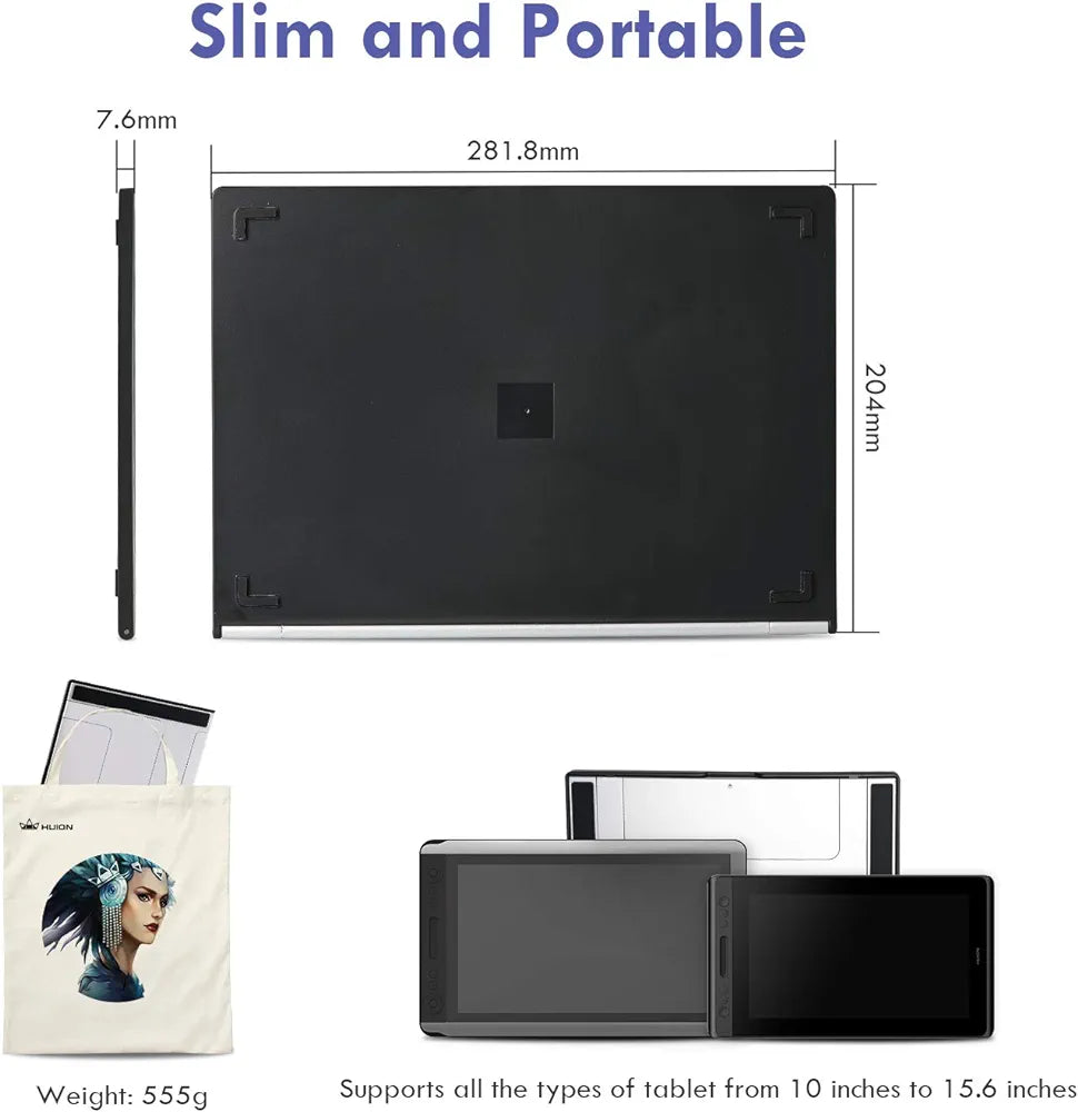 HUION Adjustable Stand Multi-Angle Portable Desk Stand for 10-15.6" Graphics Drawing Monitor Tablet Pen Display, Suitable for Kamvas Pro 16/Pro 12/Pro 13, Kamvas 12/13/16, iPad Pro, Wacom Cintiq