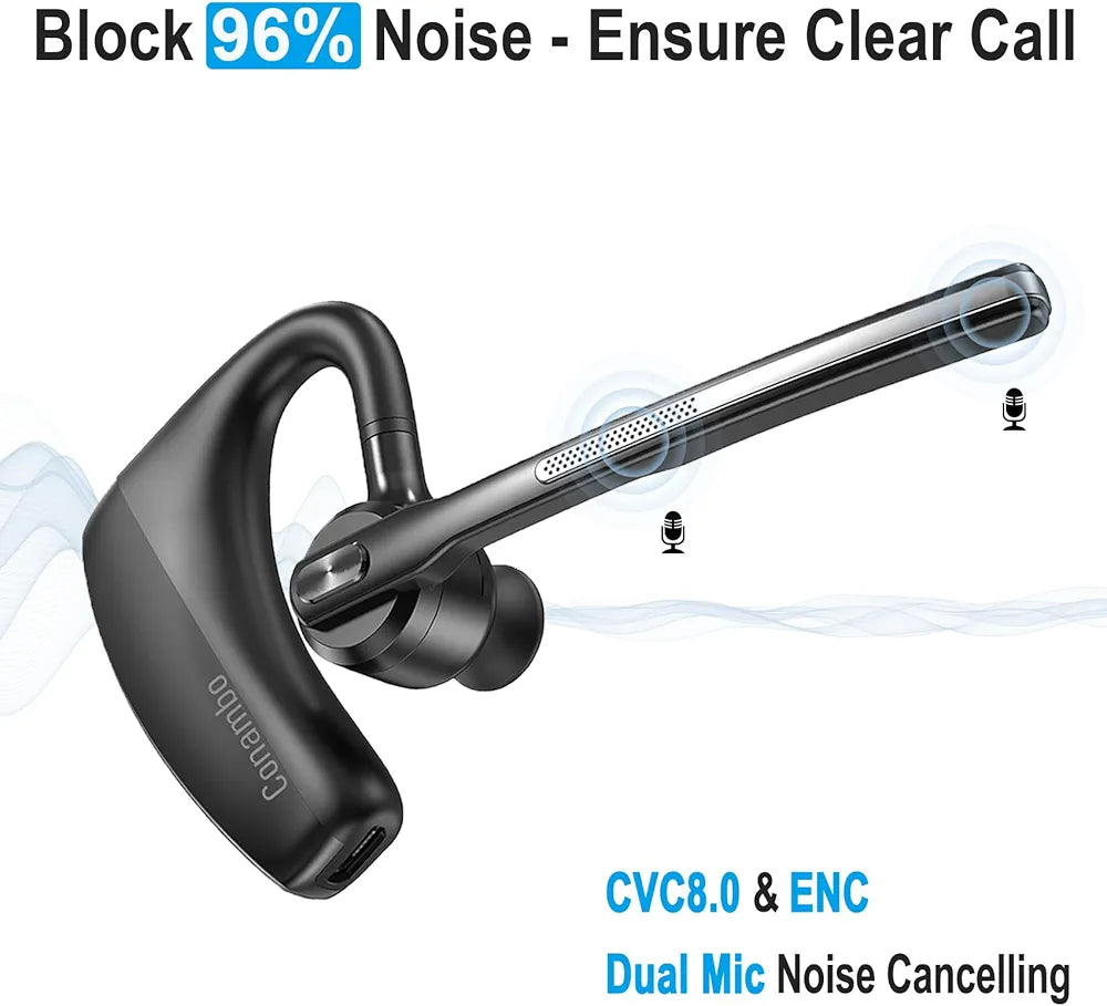 Conambo 2024 Upgraded K10C Bluetooth Headset V5.2,with CVC8.0 Dual Mic Noise Cancelling 16Hrs Talking