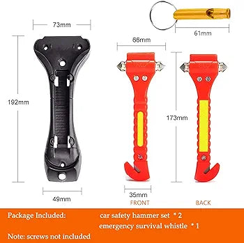 YINGJEE Emergency Hammer for Car, Emergency Hammer, Safety Hammer, Escape Tool with Safety Belt Cutter & Window Breaker Safety Hammer with Survival Whistle - Set of 2