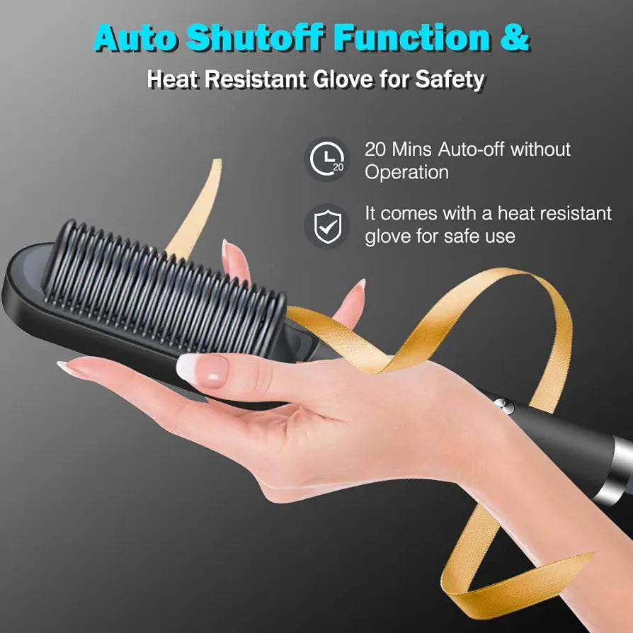 CNXUS Hair Straightener Brush, PTC Heating, Adjustable Temperature, Anti-scald, Automatically Shut Off