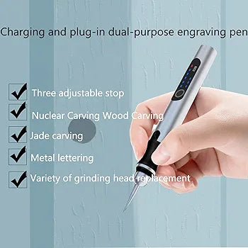 Cordless Electric Engraving Pen,Micro Polishing Pen with Stencils Drill Bits