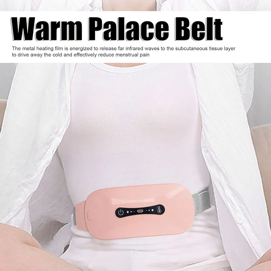 Warm Palace Belt, Uterus Warm Belly Vibration Massage Cold Relief Portable USB Charging with Battery to Reduce Waist Pain