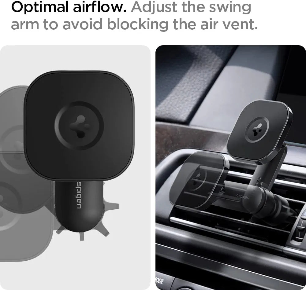 Spigen OneTap (MagFit) Designed for MagSafe Air Vent Car Mount with Detachable Swing Arm for Optimal Airflow Compatible with iPhone 15 Pro Max, 15 Pro, 15 Plus, 15, 14, 13, and 12 Series
