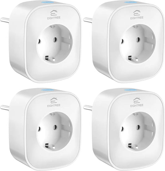 EIGHTREE ET22 Smart WiFi Socket Pack of 4,Power Consumption Measure Voice Control Timer,Works with Alexa Google Home