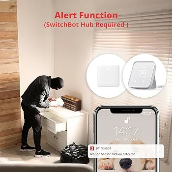 SwitchBot Smart Motion Door Sensor - Wireless Home Security System, PIR Motion Detector Alert, Add SwitchBot Hub to Make it Compatible with Alexa