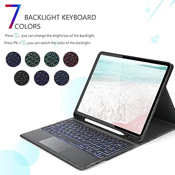 Backlit Touchpad Keyboard Case Compatible with iPad Pro 12.9 inch Cover with Detachable Keyboard UK Layout and Trackpad for iPad Pro 12.9" 5th Gen./ 4 Gen./ 3rd Gen, Black