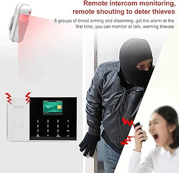 Full Touch 4.3in Color Screen WiFi GSM GPRS Wireless Anti Theft Alarm, TUYA APP Compatible, Remote Control Smart Security System