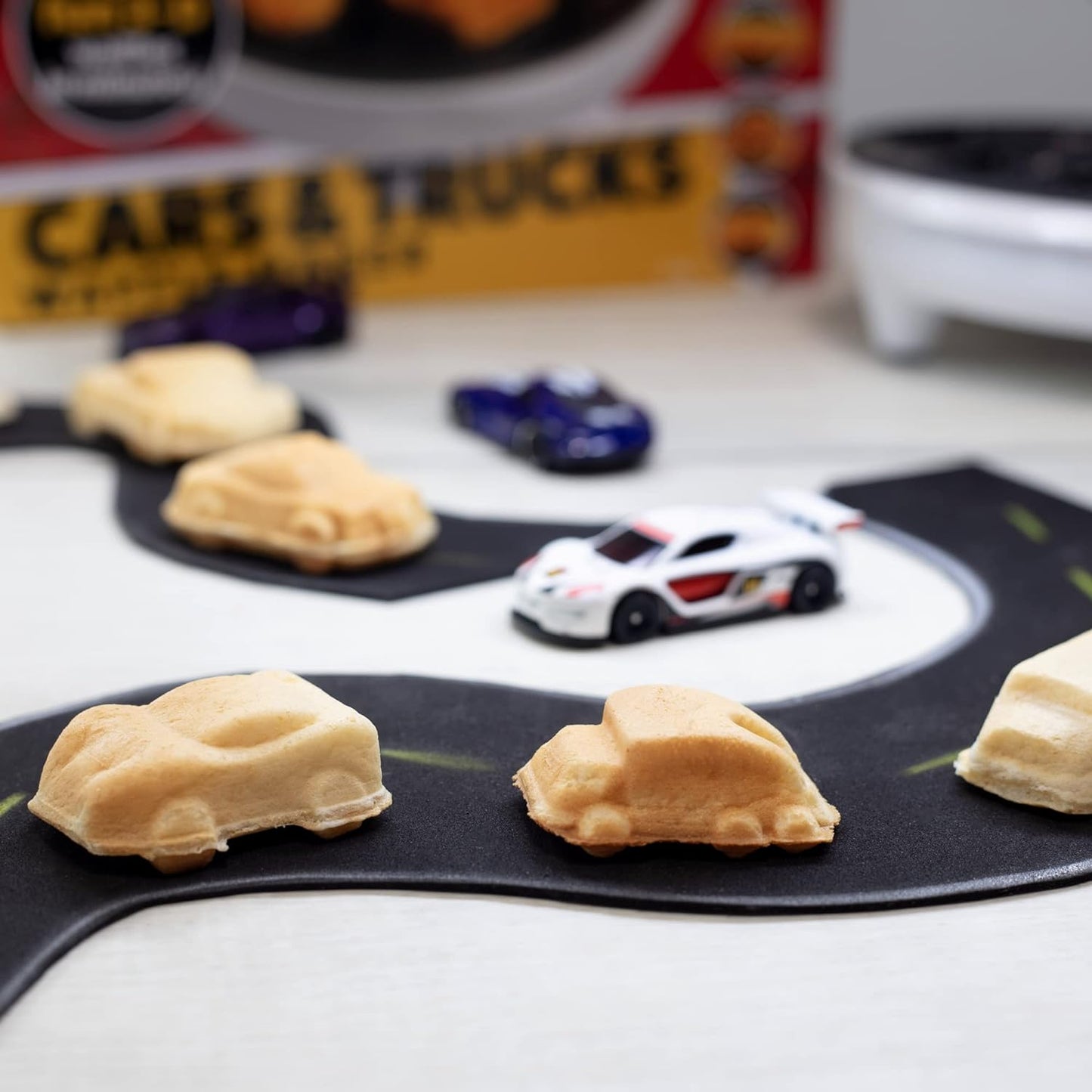 Car Mini Waffle Maker- Make 7 Fun Different Race Cars, Trucks and Automobile Vehicle Shaped Pancakes for Kids, Adults- Electric Waffler Iron, Fun Breakfast Gift- NonStick Pan Cake Baker w Recipe Guide