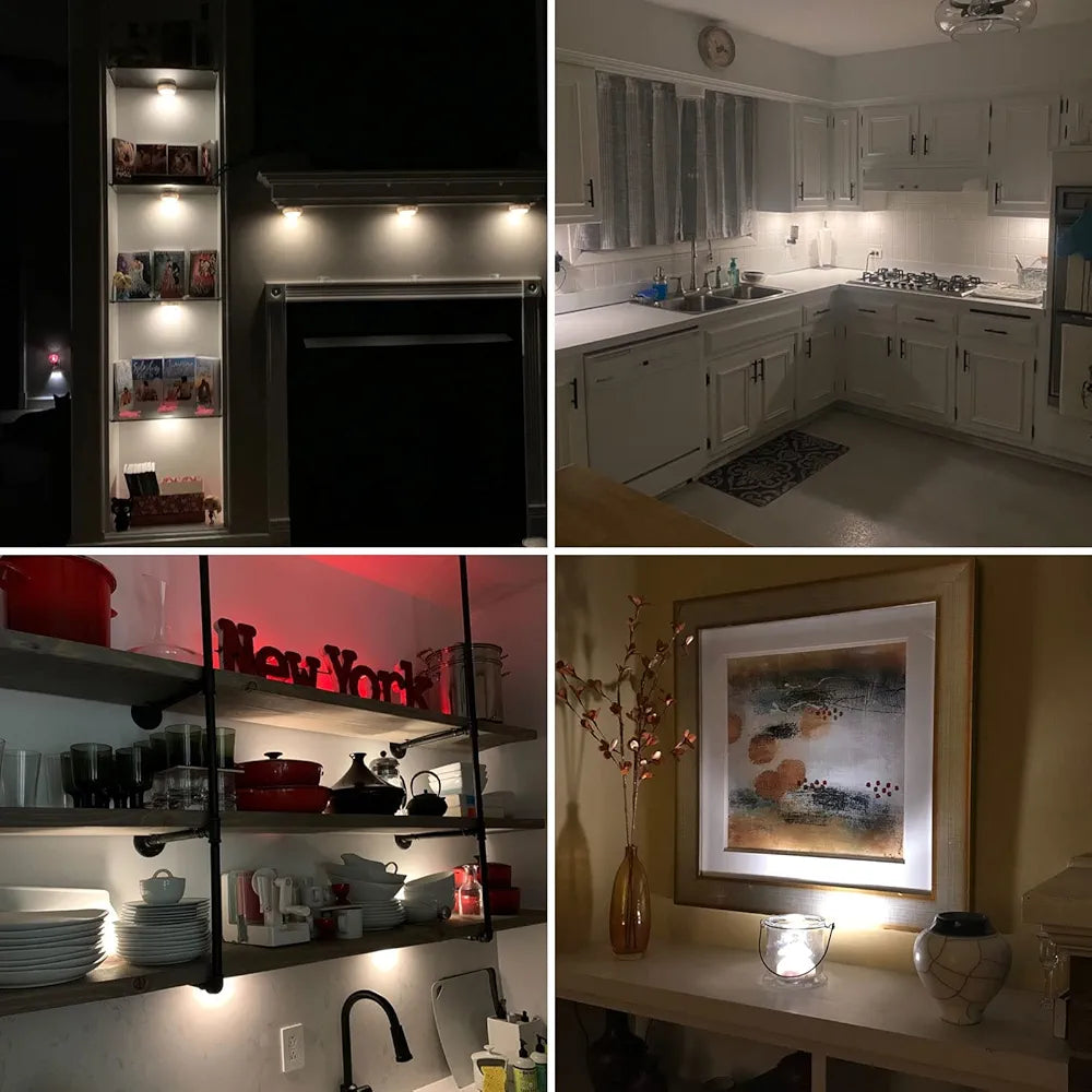 Under-Cabinet-Lights-Rechargeable-Puck-Light: LED Closet Lights with Changeable 16 Colors USB Charging Battery Lights with Timing,Dimmable Under Counter Lights for Kitchen Bedroom