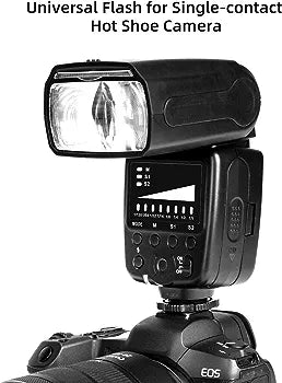 PHOTOOLEX Speedlite Camera Flash for Canon Nikon Sony Panasonic Olympus Fujifilm Pentax Sigma Minolta Leica and Other SLR Digital SLR Film SLR Cameras and Digital Cameras with Single-Contact Hot Shoe