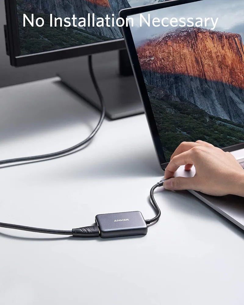 Anker USB C to Dual HDMI Adapter, Compact and Portable USB C Adapter, Supports 4K@60Hz and Dual 4K@30Hz, for MacBook/LenovoYoga/Thinkpad, XPS, and More [macOS only Support SST Mode]