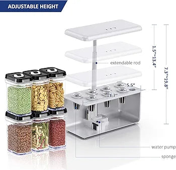 iDOO Smart Garden System, Hydroponic System with LED Grow Light, Germination Kit with Automatic Timer, Hydroponic Propagation Systems Height Adjustable, 37 cm, White (7 Pods)