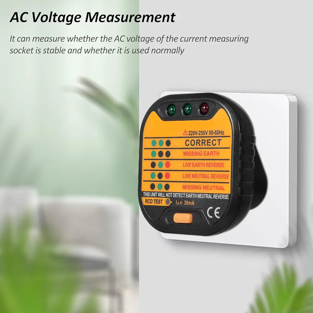 Xtahdge Socket Tester Portable Plug Outlet Circuit Tester Polarity Voltage Tester Socket Finder Electric Socket Outlet Voltage Tester Outlet Detector