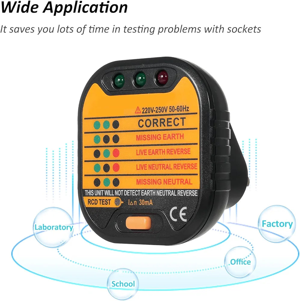 Xtahdge Socket Tester Portable Plug Outlet Circuit Tester Polarity Voltage Tester Socket Finder Electric Socket Outlet Voltage Tester Outlet Detector