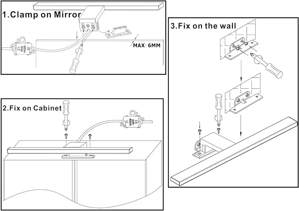 Aourow LED Mirror Light/Bathroom Mirror lamp 10W 820lm 40cm Neutral White 4000K,3 in 1 Bathroom Mirror Light IP44 230V,Nickel-Chrome Alloy Steel LED Cabinet Light,Product Length: 400 mm