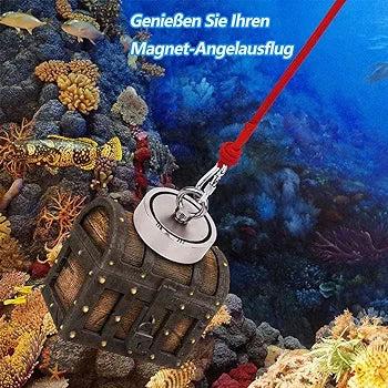 Magnetic Fishing Set 770 kg Double-Sided Eyelet Magnet with Rope 20 m Carabiner Search Anchor Gloves Diameter 94 mm