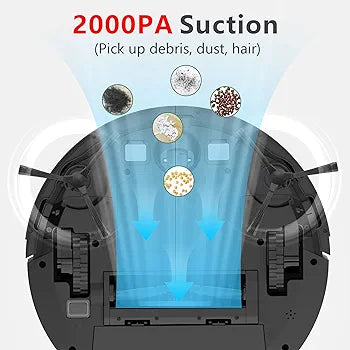 Asuka Robot Vacuum Cleaner S1 - Quite Robotic Vacuum Cleaner No-Go Areas 2000Pa Slim Design Robot Vacuums Carpets Boost Intellect Self-Charging Vacuum Cleaner for Pet Hair- Black