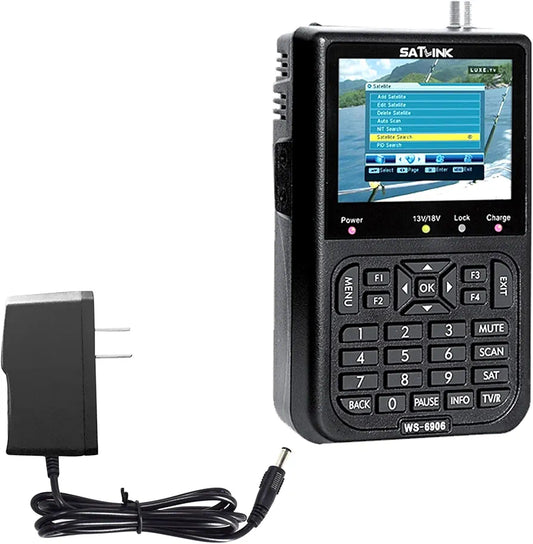 Satellite Finder, SATLINK WS6906 3.5in LCD Display Data Digital Satellite Signal Finder Meter