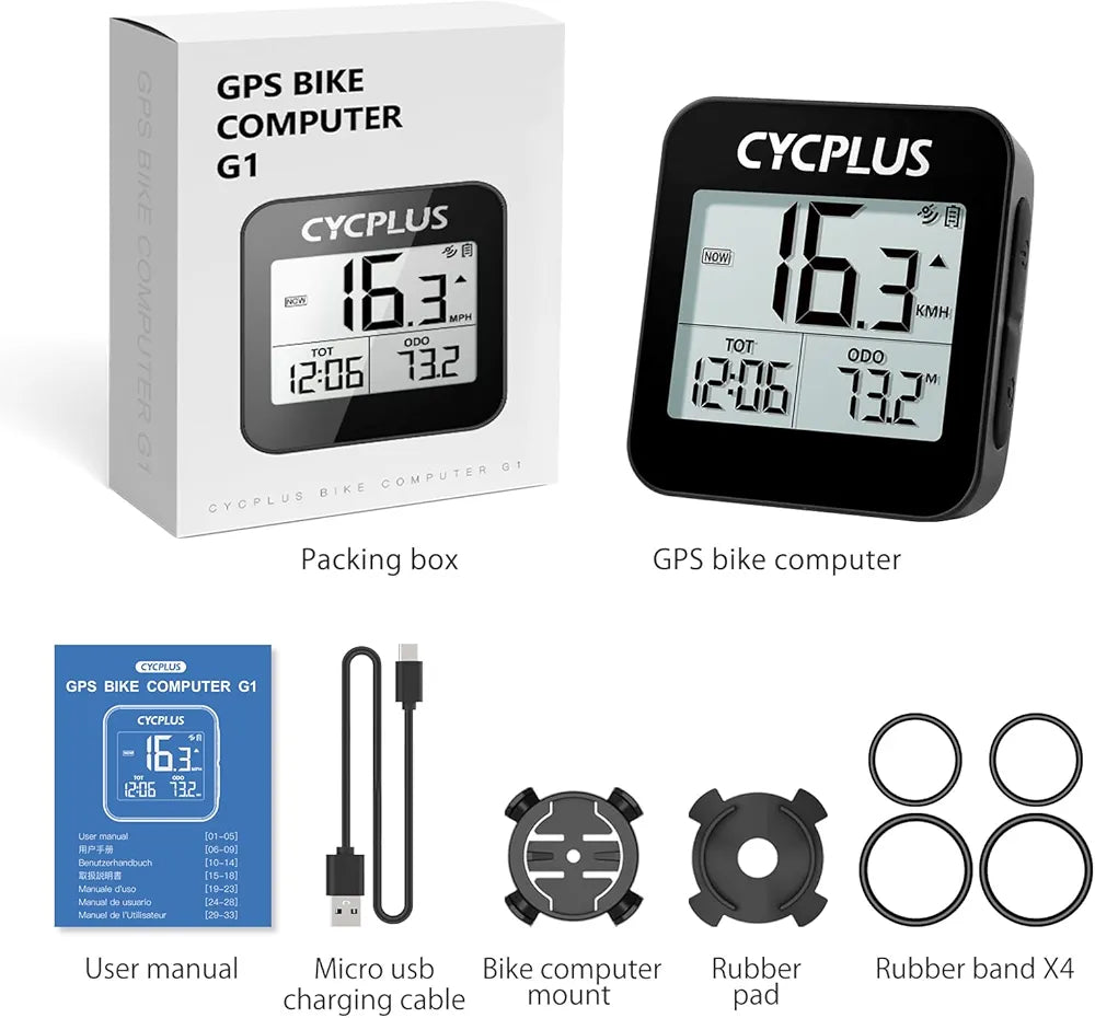 CYCPLUS GPS Bike Computer, Wireless Cycling Computer with Automatic Backlight, Bicycle Speedometer Odometer with Waterproof and Lager Battery, Provide Professional Data Analysis