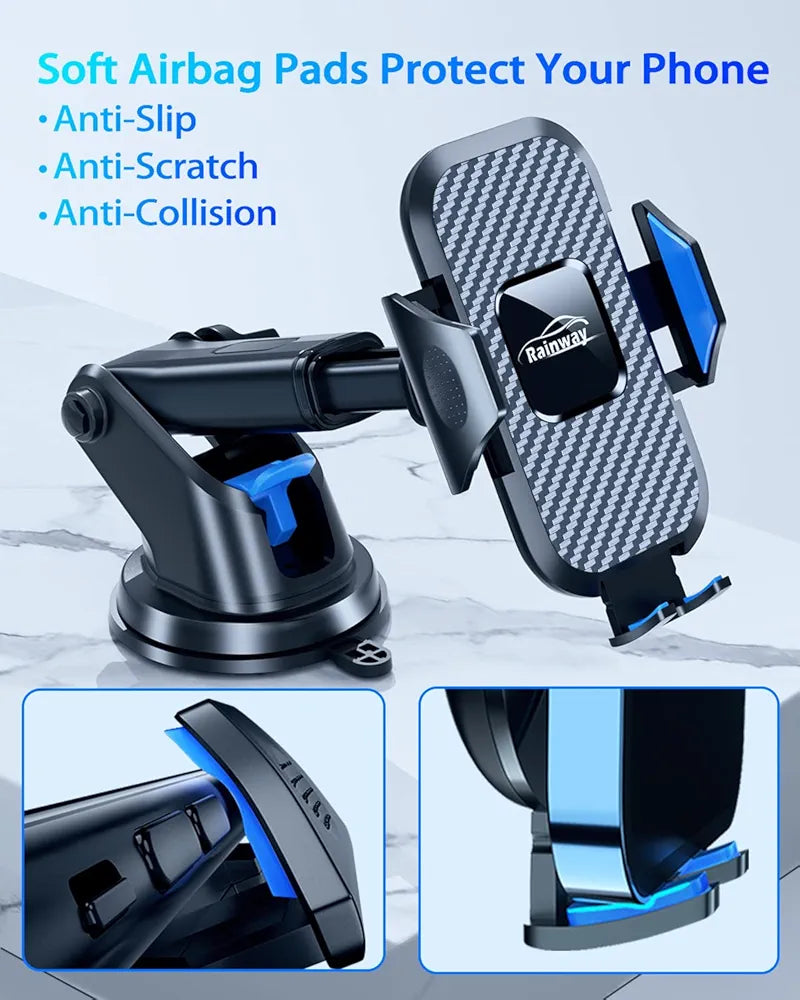 Rainway Phone Holder for Cars, 3 in 1 Car Phone Holder, Universal Mobile Phone Holder for Car for Dashboard/Windscreen/Air Vent , 360° Rotation Car Phone Mount Compatible with iPhone Samsung etc