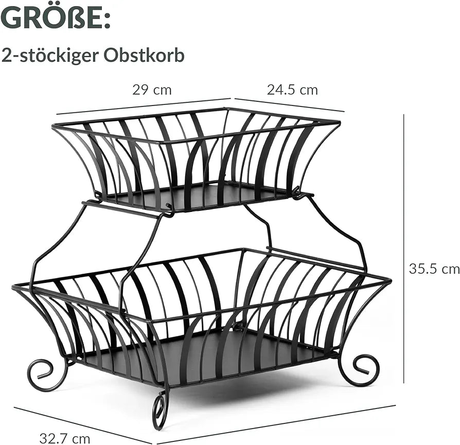 Chefarone Fruit Stand Extra Large for Fruit and Vegetables – Fruit Bowl Metal Two Tier