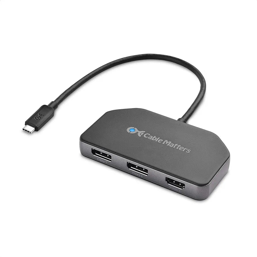 Cable Matters 4K Triple Display USB C Hub with 2X DisplayPort, 1x HDMI, and 100W Charging for Windows - DisplayPort 1.4 and DSC 1.2 Enabled for Triple 4K 60Hz Display - Not Compatible with Mac