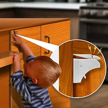 Magnetic Cabinet Locks (12 Locks + 2 Keys) with Adhesive, Easy Installation Tool - Child Proof Drawers - No Tools Or Screws Needed - Jool Baby