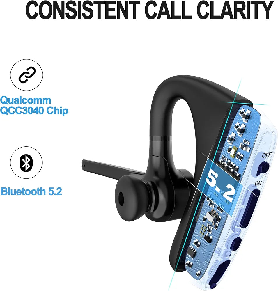 Conambo 2024 Upgraded K10C Bluetooth Headset V5.2,with CVC8.0 Dual Mic Noise Cancelling 16Hrs Talking