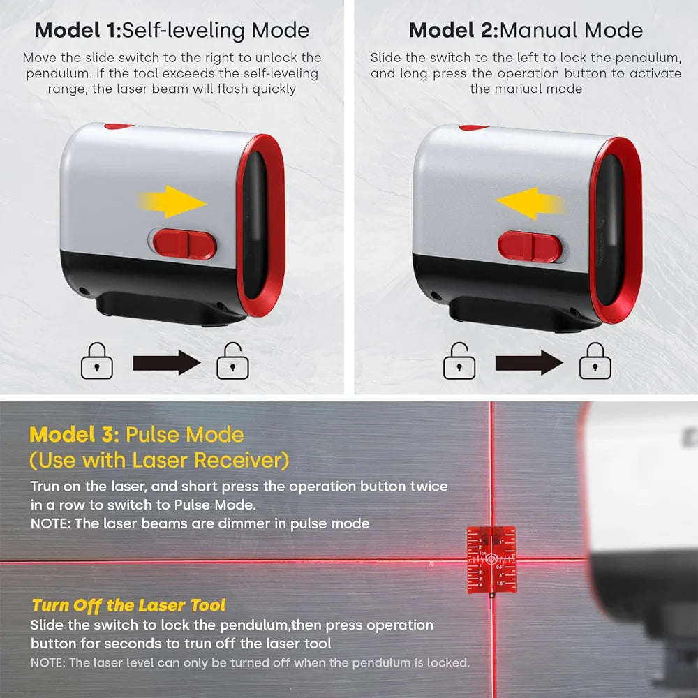 Enventor Rechargeable Laser Level,Li-ion Battery Laser Level Self Leveling with Pulse Mode