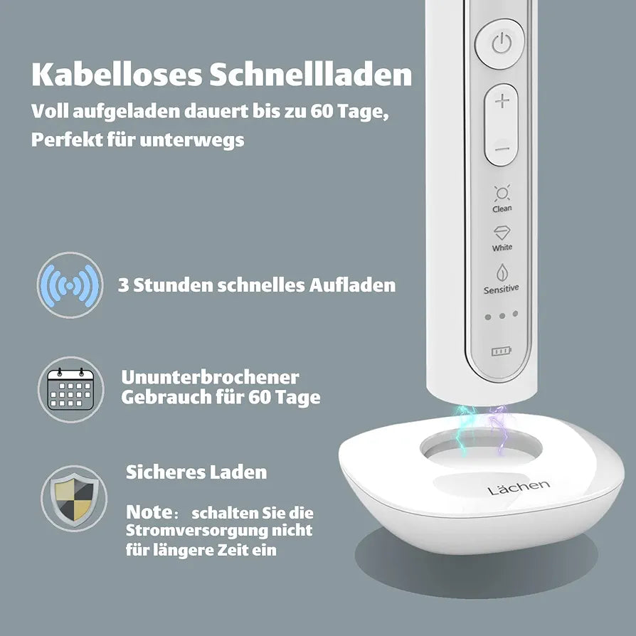 Lächen Sonic Electric Toothbrush Sonic Toothbrush - RM-T8B with 4 Toothbrush Heads and Timer, 3 Modes & 3 Vibration Levels with Travel Bag, Wired