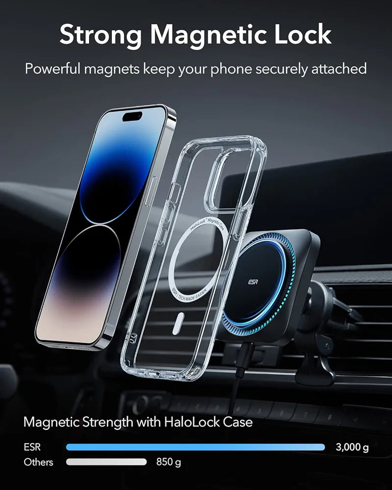 ESR for MagSafe Car Mount Charger Set with 36W QC 3.0 Fast Car Charger, Magnetic Wireless Car Charger for Air Vent/Dashboard, MagSafe Car Charger CryoBoost Fast Charging for iPhone 15 Pro Max 14 13 12