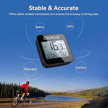 CYCPLUS GPS Bike Computer, Wireless Cycling Computer with Automatic Backlight, Bicycle Speedometer Odometer with Waterproof and Lager Battery, Provide Professional Data Analysis