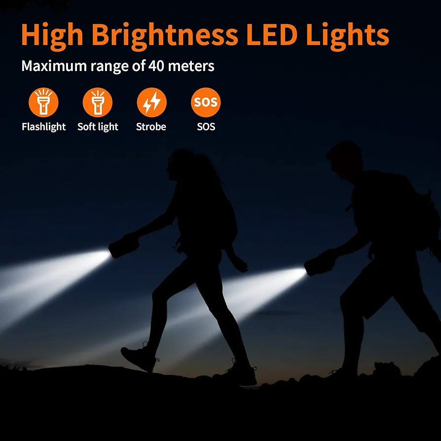 Solar Power Bank, Portable Charger 39,800 mAh Solar Charger, 18W Type-c & 5 Outputs Battery Pack, 2 Super Bright Flashlights 4 Lighting Modes