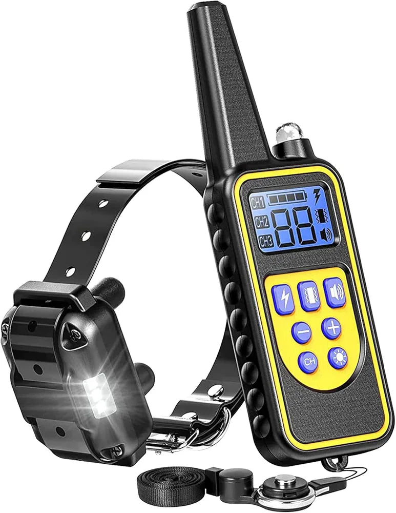 F-color Dog Training Collar Rechargeable Waterproof Dog Shock Collar for Dogs with Remote 2600ft with Beep Vibrating Shock LED Light 4 Modes for Small Medium Large Dogs