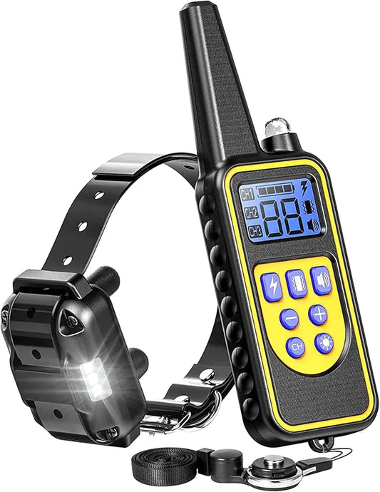 F-color Dog Training Collar Rechargeable Waterproof Dog Shock Collar for Dogs with Remote 2600ft with Beep Vibrating Shock LED Light 4 Modes for Small Medium Large Dogs