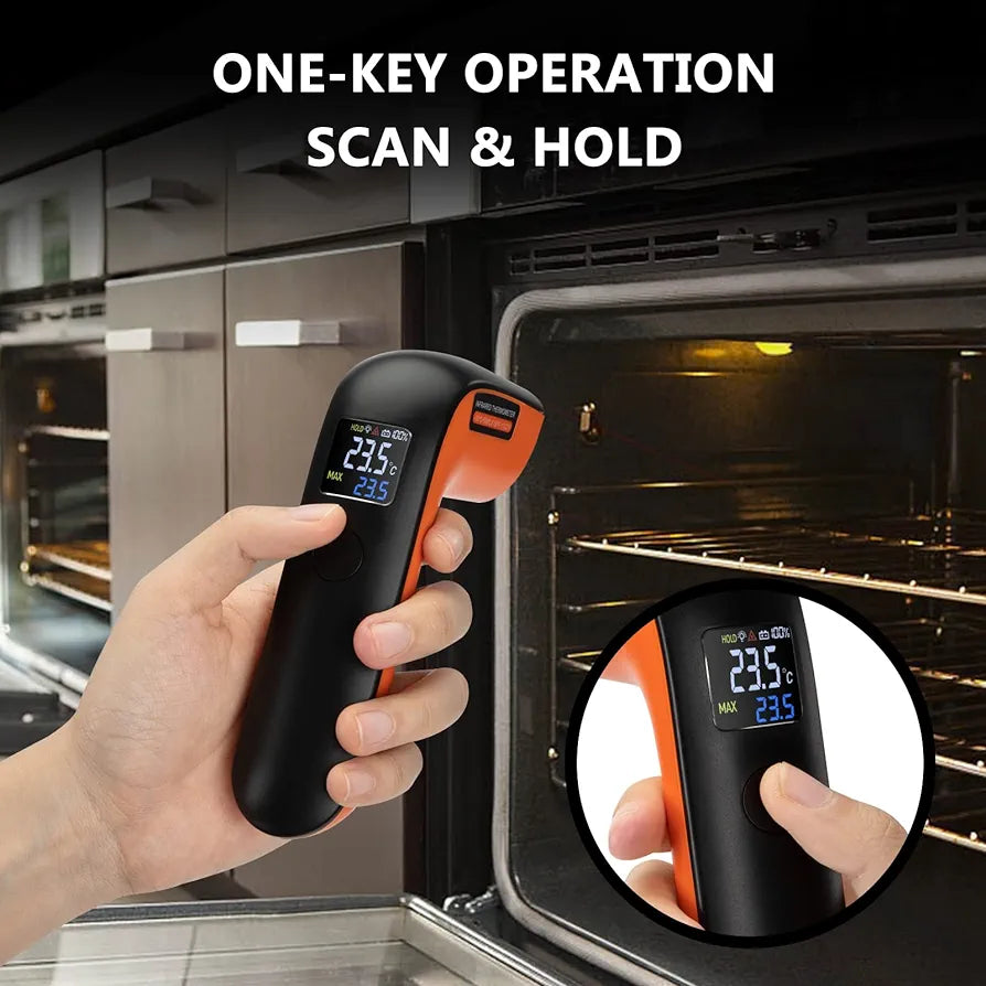 INKBIRD USB Rechargeable Infrared Thermometer Digital Temperature Gun -50℃-550℃(Celcius Only), 12:1 IR Laser Thermometer INK-IFT02, One-Key Operate Auto-Off Instant Thermometer for Pizza Oven Cooking