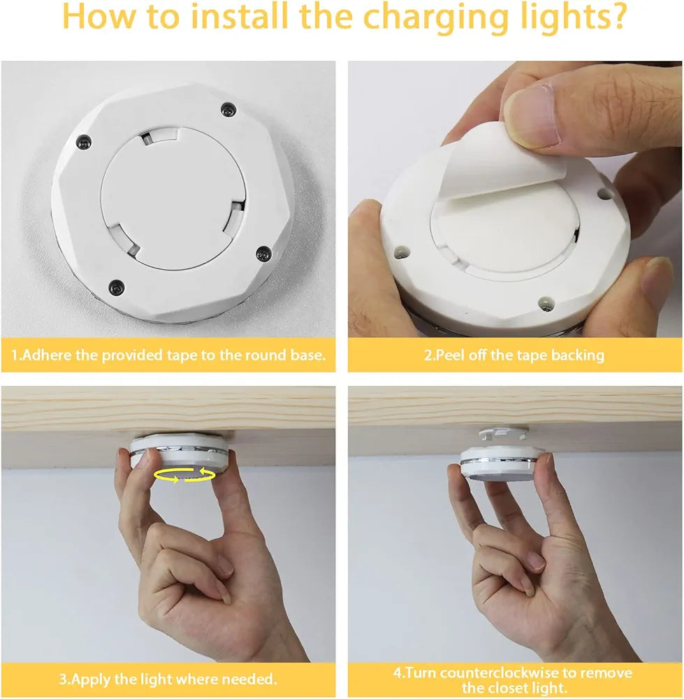 Under-Cabinet-Lights-Rechargeable-Puck-Light: LED Closet Lights with Changeable 16 Colors USB Charging Battery Lights with Timing,Dimmable Under Counter Lights for Kitchen Bedroom