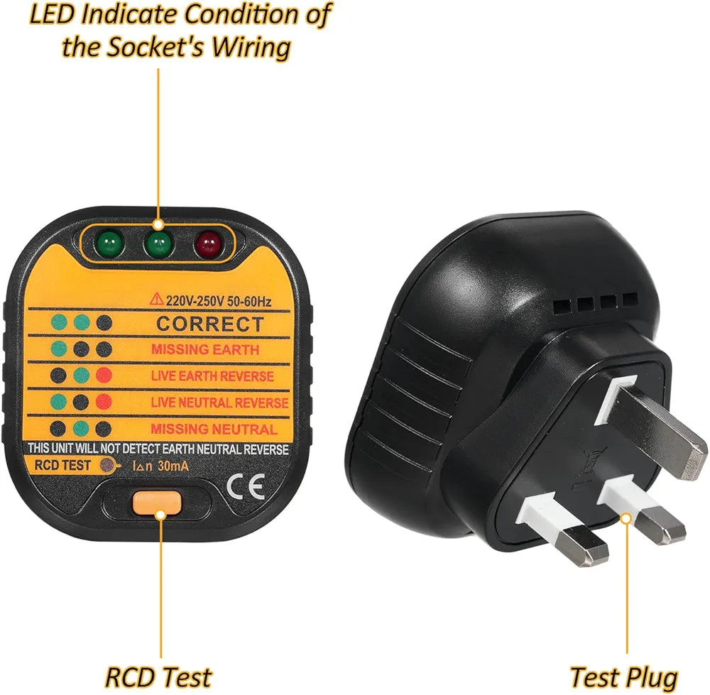 Xtahdge Socket Tester Portable Plug Outlet Circuit Tester Polarity Voltage Tester Socket Finder Electric Socket Outlet Voltage Tester Outlet Detector