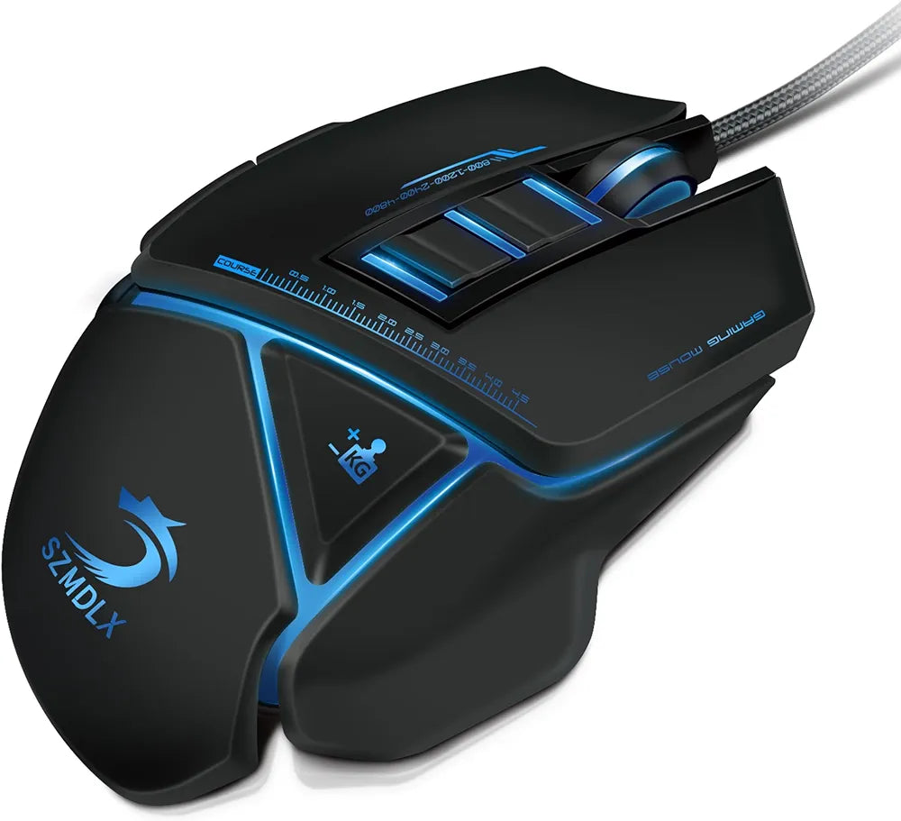 SZMDLX Gaming Mouse, Wired (4800 DPI) (Programmable) (Breathing Light) (Weight Tuning Set) Ergonomic Game