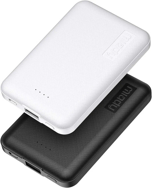 Miady 2-Pack 5000mAh Mini Portable Charger, Power Pack with 5V 2.4A USB Output, Power Bank Phone Charger for iPhone 12/13/14 Series, Android Phones and etc