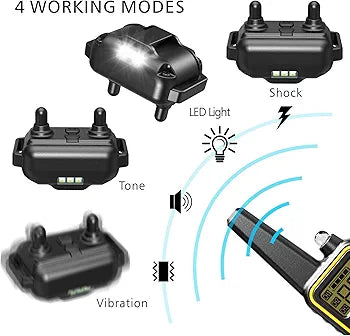 F-color Dog Training Collar Rechargeable Waterproof Dog Shock Collar for Dogs with Remote 2600ft with Beep Vibrating Shock LED Light 4 Modes for Small Medium Large Dogs