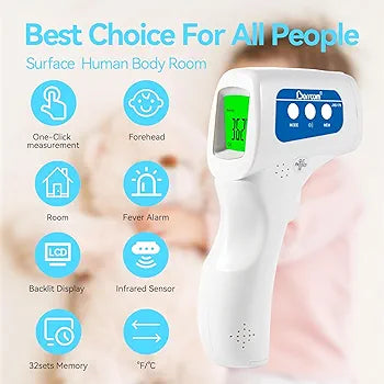 Berrcom Non Contact Infrared Forehead Thermometer JXB-178 Baby Fever Check Thermometer 3 in 1 Contactless for Kids Infant Adult (Batteries Not Included)