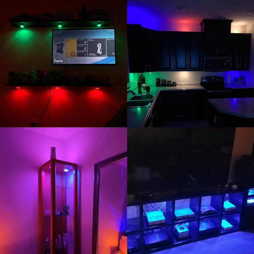 Under-Cabinet-Lights-Rechargeable-Puck-Light: LED Closet Lights with Changeable 16 Colors USB Charging Battery Lights with Timing,Dimmable Under Counter Lights for Kitchen Bedroom