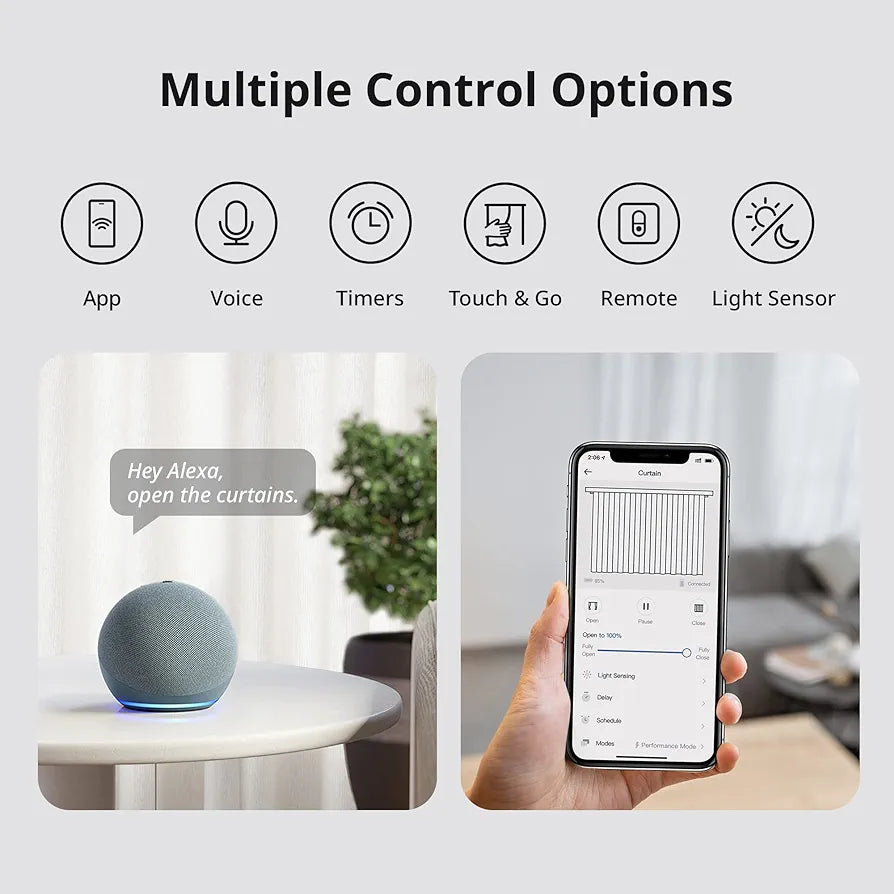 SwitchBot Curtain Smart Electric Motor - Wireless App Automate Timer Control, Add SwitchBot Hub to Make it Compatible with Alexa, Google Home, IFTTT (Rod2.0 Version, WHITE)