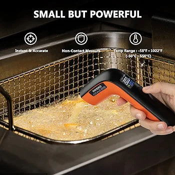 INKBIRD USB Rechargeable Infrared Thermometer Digital Temperature Gun -50℃-550℃(Celcius Only), 12:1 IR Laser Thermometer INK-IFT02, One-Key Operate Auto-Off Instant Thermometer for Pizza Oven Cooking