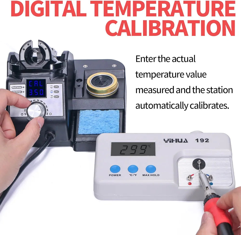 YIHUA 926LED-IV EVO 110W Soldering Station 90~480°C Soldering Kit with 4 helping hands, 1 magnifier with LED, solder wire dispenser, 3 extra soldering tips, 35g lead-free solder wire