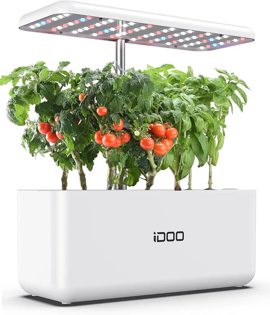 iDOO Smart Garden System, Hydroponic System with LED Grow Light, Germination Kit with Automatic Timer, Hydroponic Propagation Systems Height Adjustable, 37 cm, White (7 Pods)