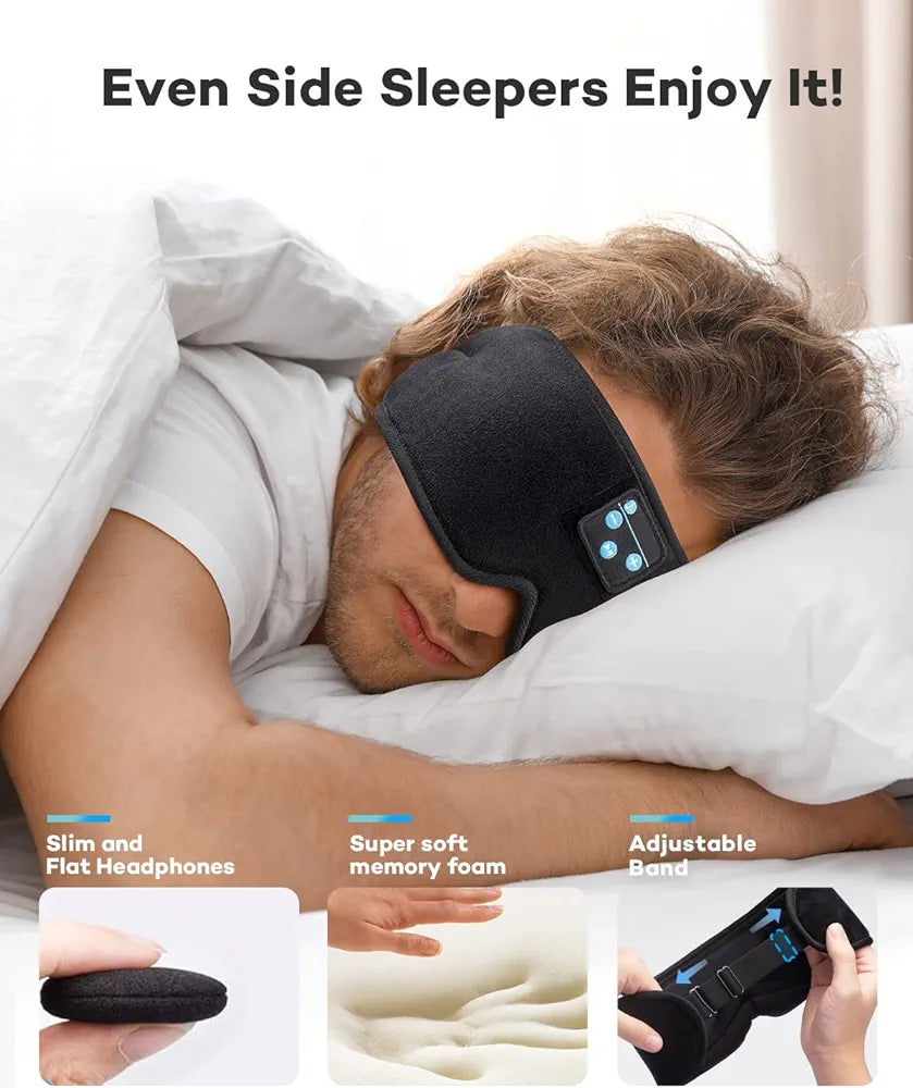 Sleep Headphones, onaEz 2023 Upgraded Bluetooth Sleep Mask, 3D Eye Mask Men Women with Wireless 5.0 Handsfree Bluetooth, Soft Music Sleeping Mask Built-in Speakers Microphone, Light Blocking Blindfold