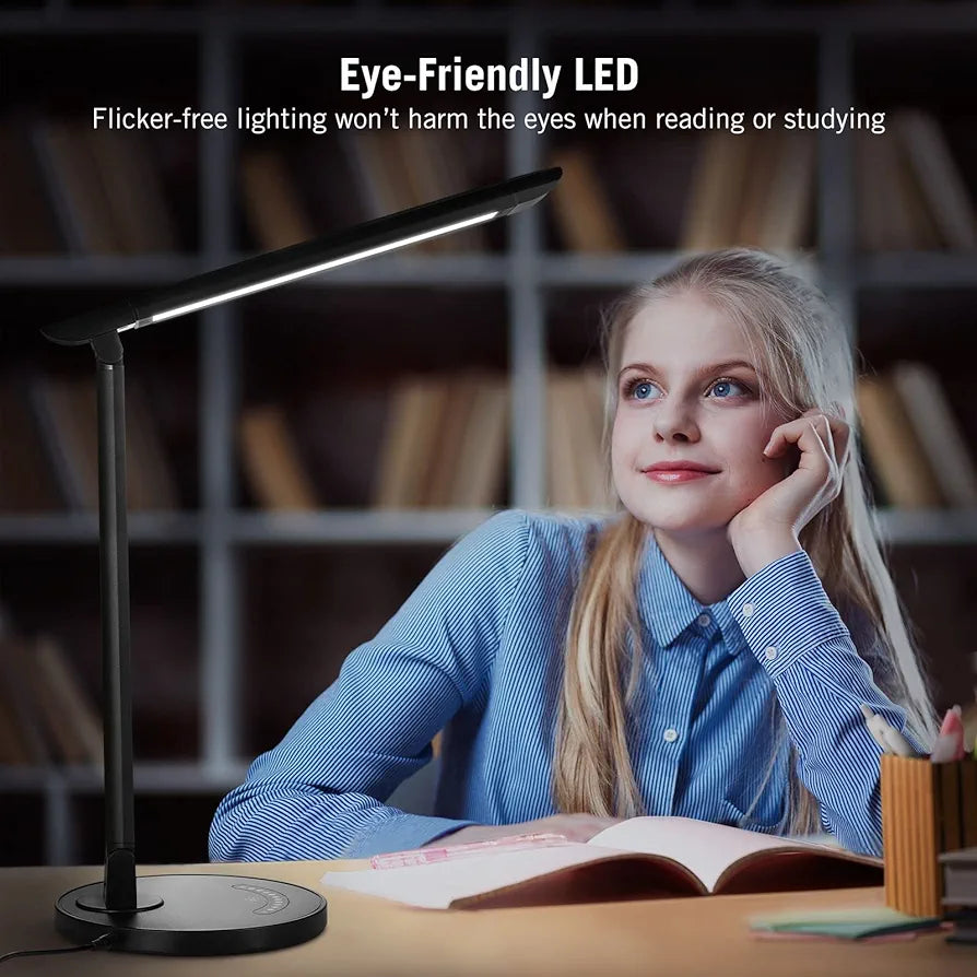 TAOTRONICS LED Desk Lamp,7 Brightness & 5 Color Modes Dimmable,Adjustable Eye-Caring Light with USB Charging Port